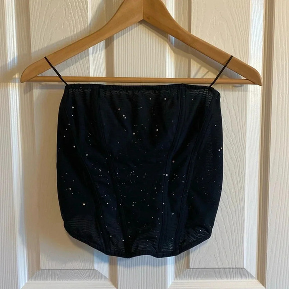 Auden Other - AUDEN black mesh glitter corset small